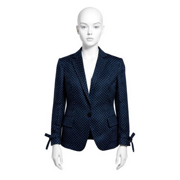Akris Punto Navy & White Polka Dot Cotton Blazer 46 EU 14 US - Picture 10 of 10